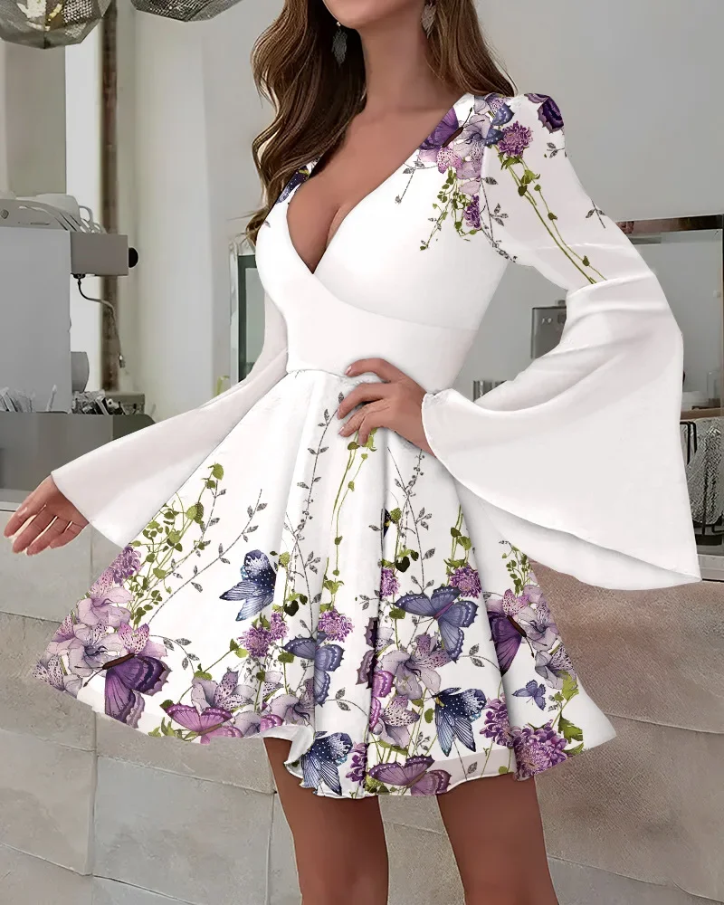 Floral Print Bell Sleeve Dress Party Dresses Round Neck Long Sleeve Casual Loose Elegant A Line Long Y2k Vestidos
Floral Print Bell Sleeve Dress Party Dresses Round Neck Long Sleeve Casual Loose Elegant A Line Long Y2k Vestidos