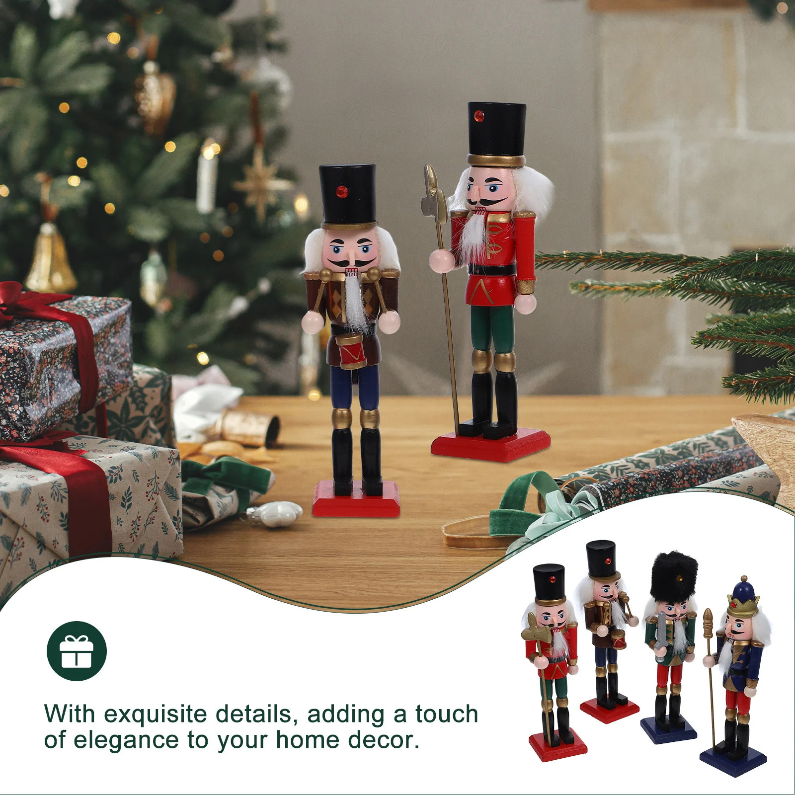 4Pcs Wood Nutcracker Christmas Ornaments Small Nutcracker Soldier Desktop Decor Festive Xmas Decoration Holiday Home Gift
4Pcs Wood Nutcracker Christmas Ornaments Small Nutcracker Soldier Desktop Decor Festive Xmas Decoration Holiday Home Gift