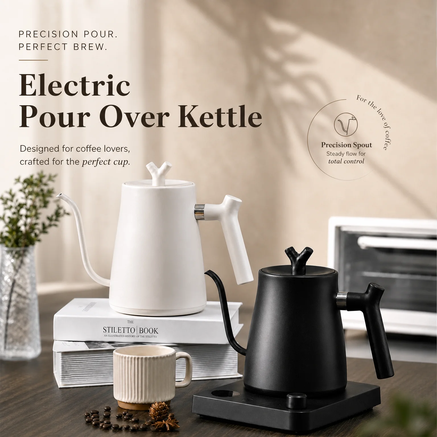 1000W Electric Gooseneck Kettle 1000ml 304 Stainless Steel Coffee Pot Intelligent Temperature LED Display for Coffee Tea
1000W Electric Gooseneck Kettle 1000ml 304 Stainless Steel Coffee Pot Intelligent Temperature LED Display for Coffee Tea