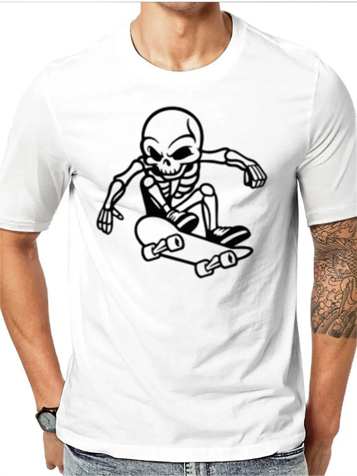Skull Skateboard Print Men's Soft Cotton Tee Comfortable Crew Neck Shirt For Halloween Gift Outdoor Activities Machine Washable
Skull Skateboard Print Men's Soft Cotton Tee Comfortable Crew Neck Shirt For Halloween Gift Outdoor Activities Machine Washable