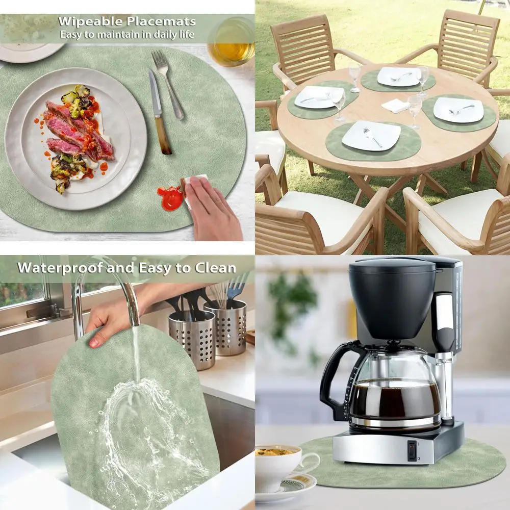 Heat-Resistant Oval Placemats Set of 12, Washable 12x17 Inch Waterproof Table Mats for Kitchen and Dining Room, Green
Heat-Resistant Oval Placemats Set of 12, Washable 12x17 Inch Waterproof Table Mats for Kitchen and Dining Room, Green