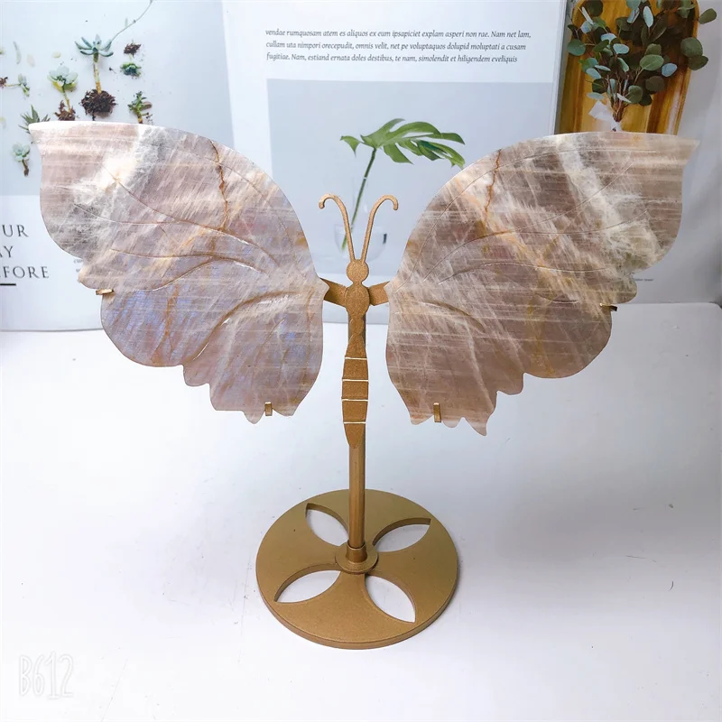 Natural Moon Stone with Butterfly Wings, Crystal Carving, Healing Stone, Christmas and Birthday Gift, Home Decoration, 1Pair
Natural Moon Stone with Butterfly Wings, Crystal Carving, Healing Stone, Christmas and Birthday Gift, Home Decoration, 1Pair