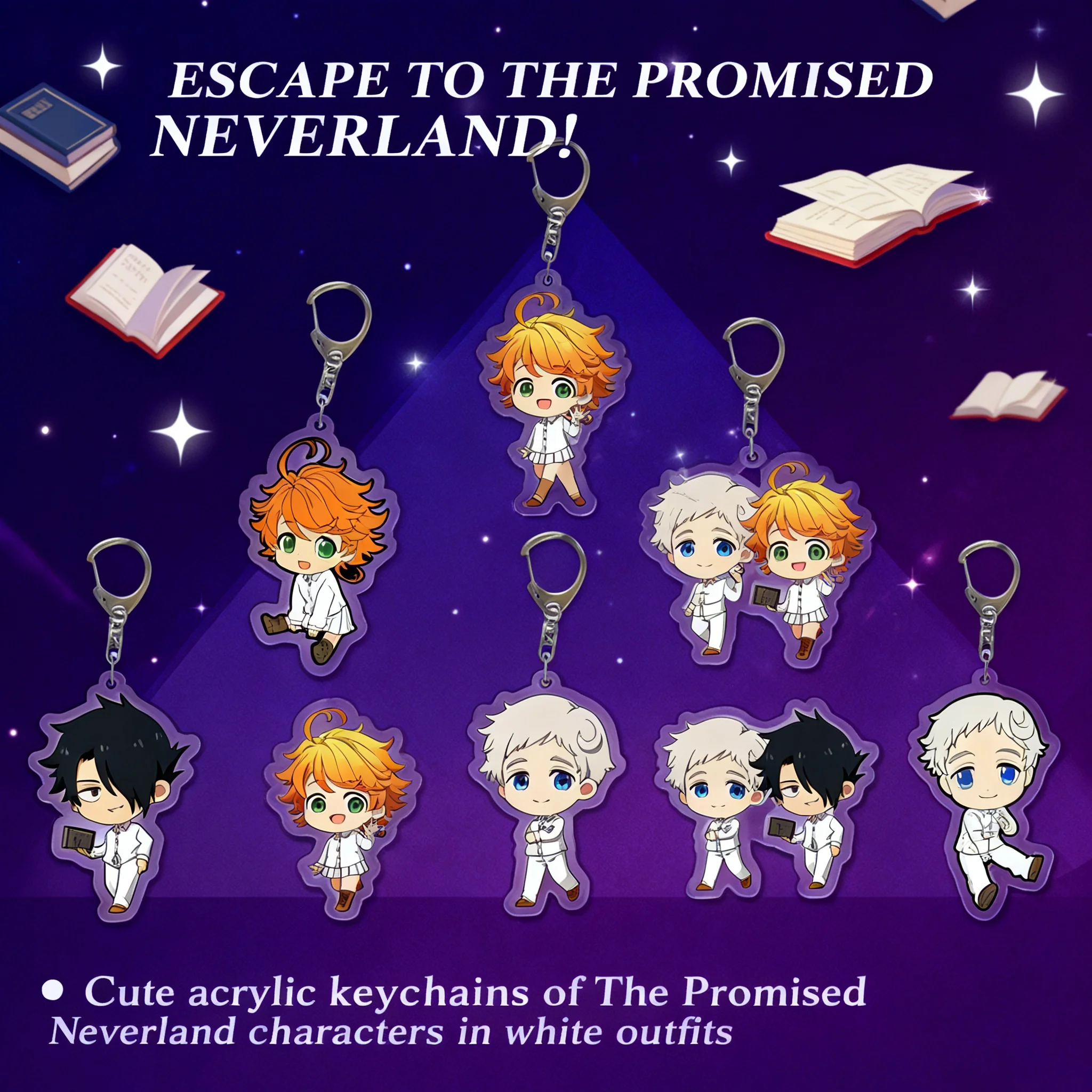 Promised Neverland Emma Norman Ray Isabella Acrylic Keychain Charm Anime Keyring Pendant Gift
Promised Neverland Emma Norman Ray Isabella Acrylic Keychain Charm Anime Keyring Pendant Gift