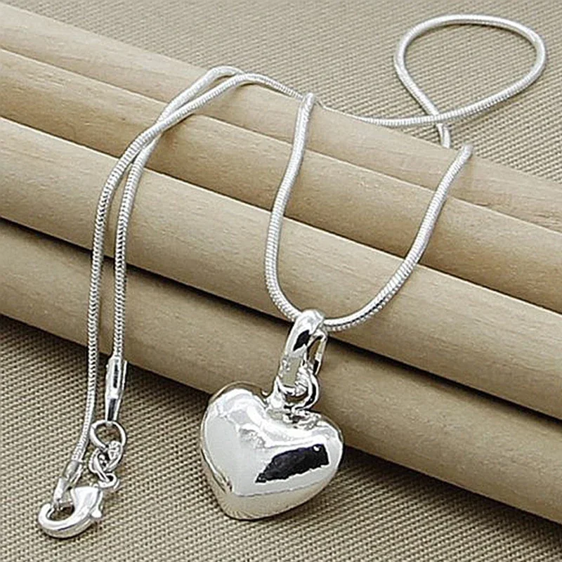 925 Sterling Silver Solid Small Heart Pendant Necklace 16-30 Inch Snake Chain for Women Wedding Charm Fashion Jewelry
925 Sterling Silver Solid Small Heart Pendant Necklace 16-30 Inch Snake Chain for Women Wedding Charm Fashion Jewelry