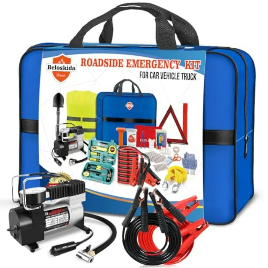 Emergency Car Kit Roadside Emergency Tool Kit for Vehicle Truck with Air Compressor Jumper Cable First Aid Kit Winter Auto Road
Emergency Car Kit Roadside Emergency Tool Kit for Vehicle Truck with Air Compressor Jumper Cable First Aid Kit Winter Auto Road