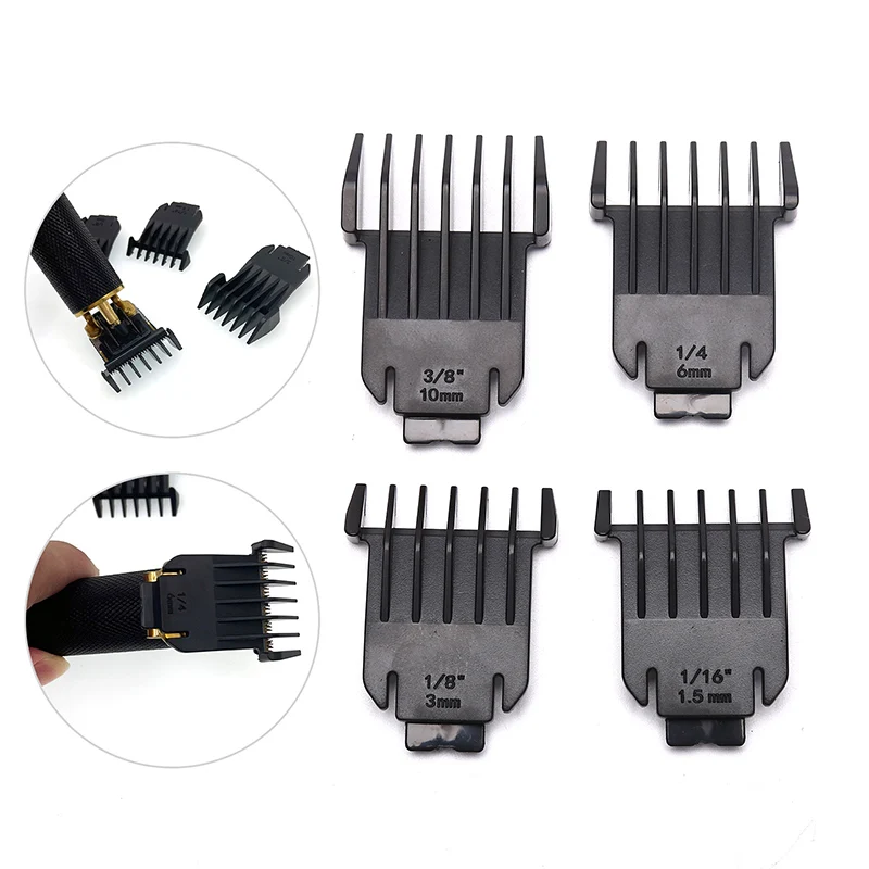 4PCS T9 Universal Hair Clipper Limit Comb Guide Sets 1.5mm/3mm/6mm/10mm Limit Calipers Trimmer Guards Hairdressing Tools
4PCS T9 Universal Hair Clipper Limit Comb Guide Sets 1.5mm/3mm/6mm/10mm Limit Calipers Trimmer Guards Hairdressing Tools