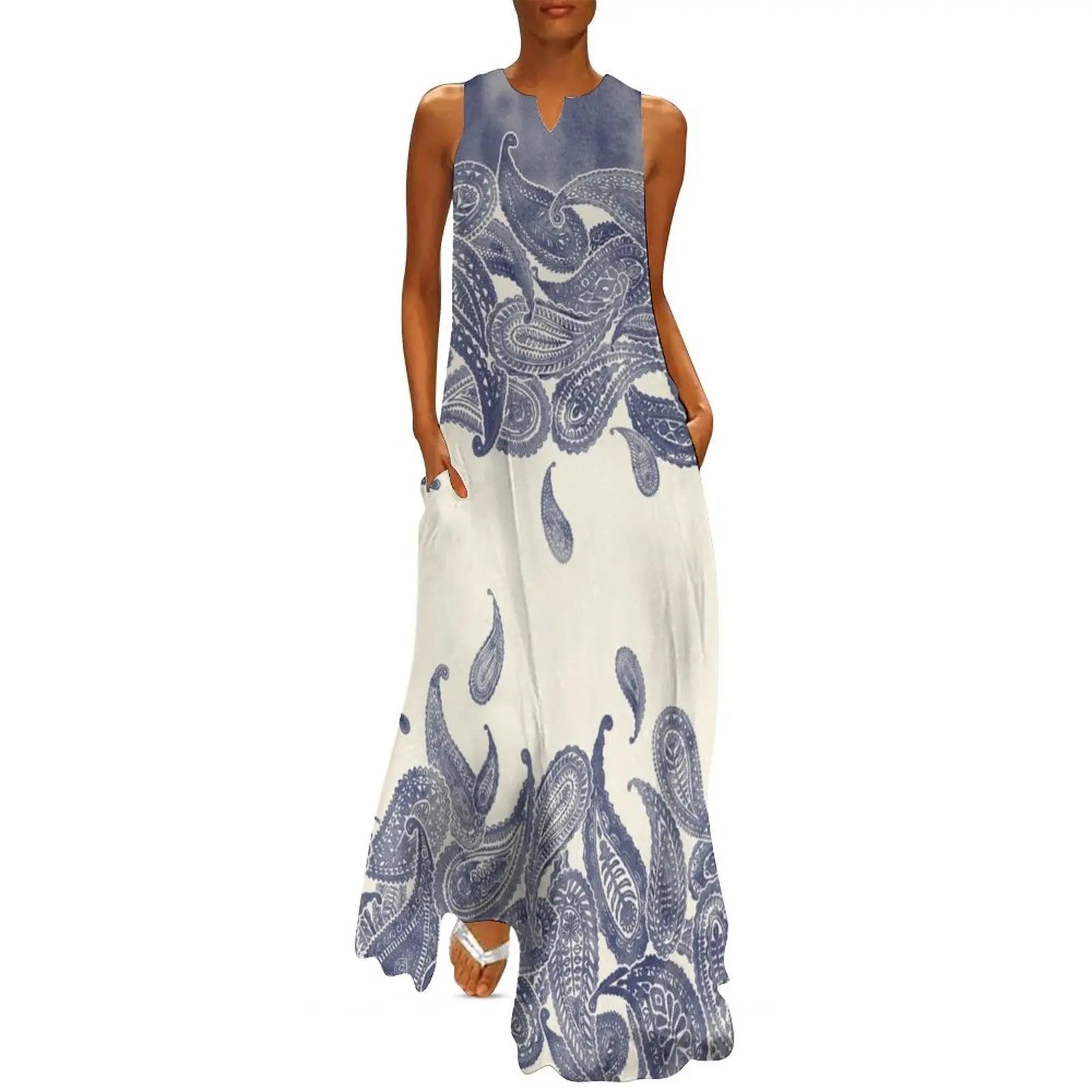Monochrome Paisley Rain in Blue and Cream Long Dress summer dresses chic and elegant evening dress Elegant gowns Clothing female
Monochrome Paisley Rain in Blue and Cream Long Dress summer dresses chic and elegant evening dress Elegant gowns Clothing female