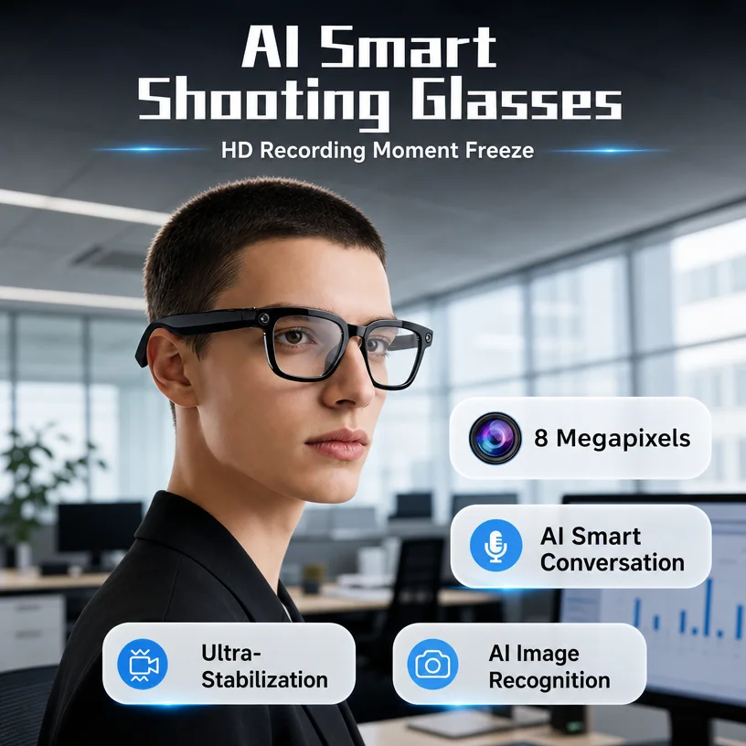 AI Smart Camera Bluetooth Glasses 8MP Real-Time Translation Object Recognition AI Q&A Color Changing
AI Smart Camera Bluetooth Glasses 8MP Real-Time Translation Object Recognition AI Q&A Color Changing