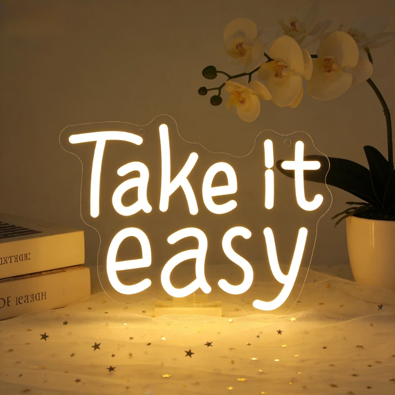 Take it easy Neon Sign LED Night Light USB Aesthetic Wall Art Desk Lamp for Bedroom Living Room Home Decor Relaxing Gift
Take it easy Neon Sign LED Night Light USB Aesthetic Wall Art Desk Lamp for Bedroom Living Room Home Decor Relaxing Gift
