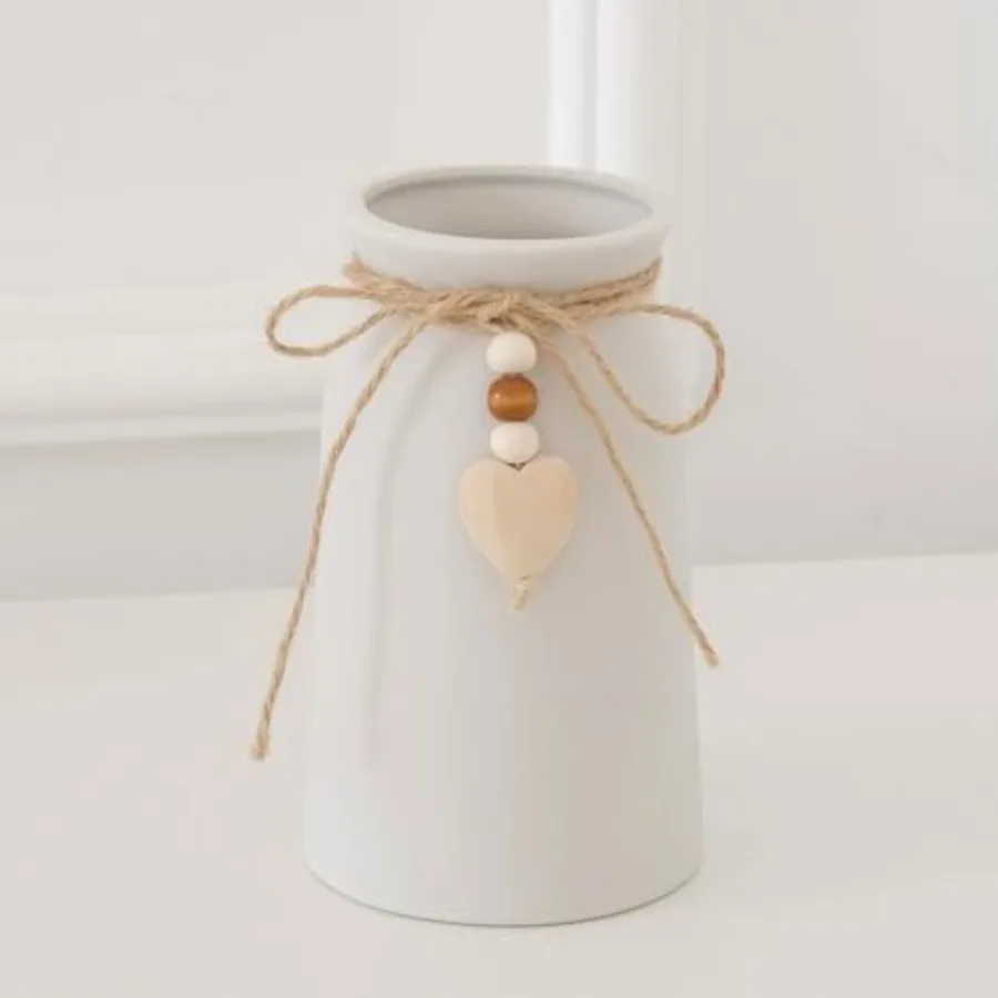 Charming 6-Inch Ceramic Vase Jute Rope and Heart Charm Vase for Bohemian Farmhouse and Boho Décor, Color
Charming 6-Inch Ceramic Vase Jute Rope and Heart Charm Vase for Bohemian Farmhouse and Boho Décor, Color