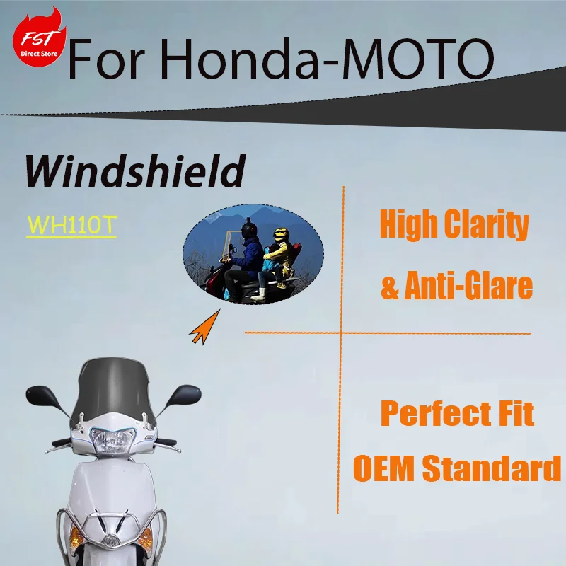 Front Windshield for Honda WH110T-A Lead 110, Enhanced Windproof Windscreen Parts
Front Windshield for Honda WH110T-A Lead 110, Enhanced Windproof Windscreen Parts