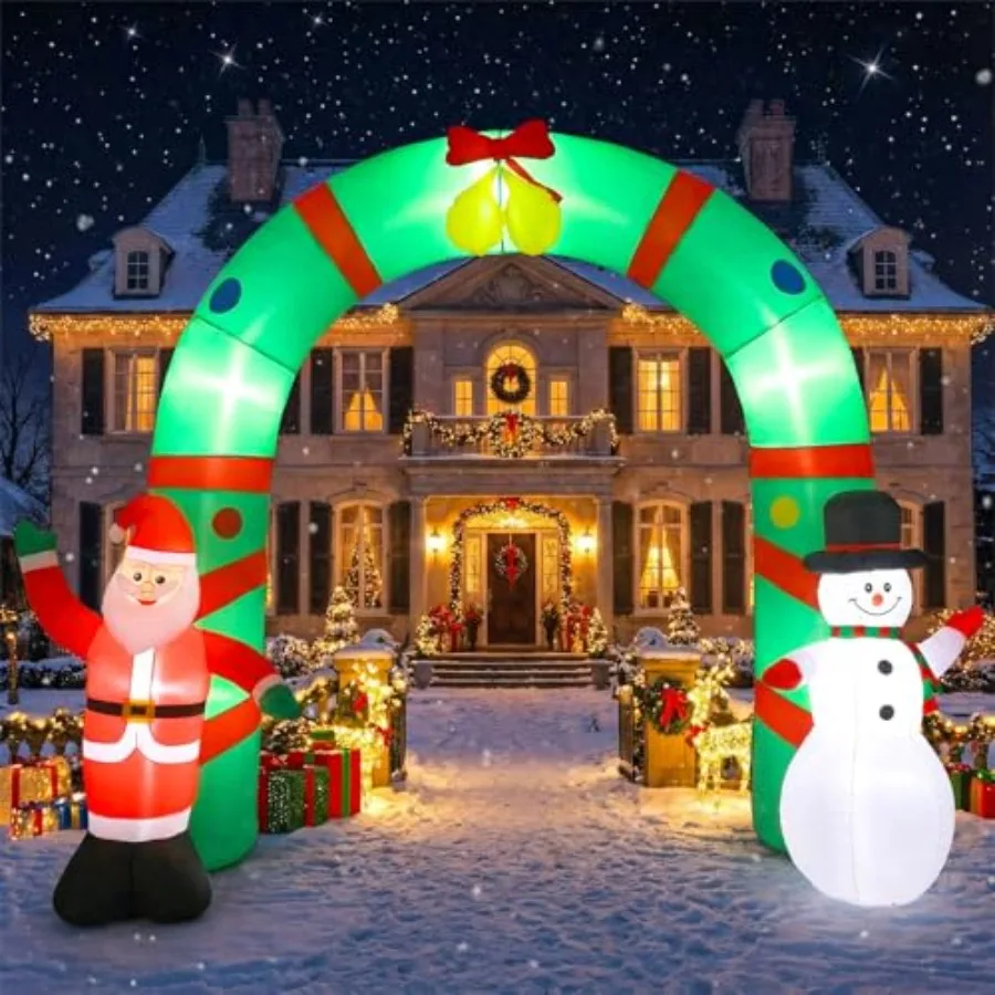 Outdoor 8ft inflatable archway decoration featuring Santa Claus and snowman design, white PVC material, built-in LED lights for
Outdoor 8ft inflatable archway decoration featuring Santa Claus and snowman design, white PVC material, built-in LED lights for