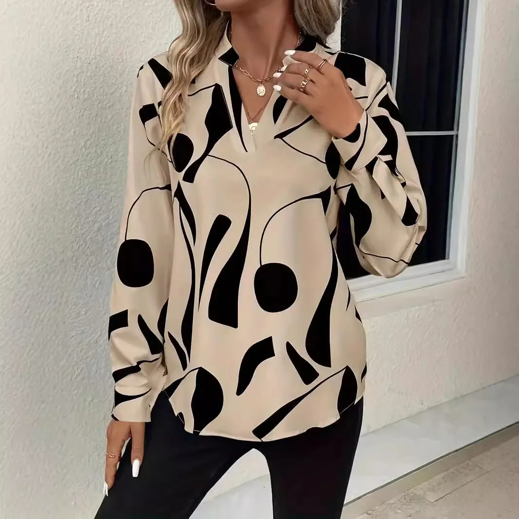Women Shirt Printed V-neck Fashion 2025 Spring Autumn Long Sleeve Top Casual Long-sleeved Loose Office Lady Streetwear Blouses
Women Shirt Printed V-neck Fashion 2025 Spring Autumn Long Sleeve Top Casual Long-sleeved Loose Office Lady Streetwear Blouses