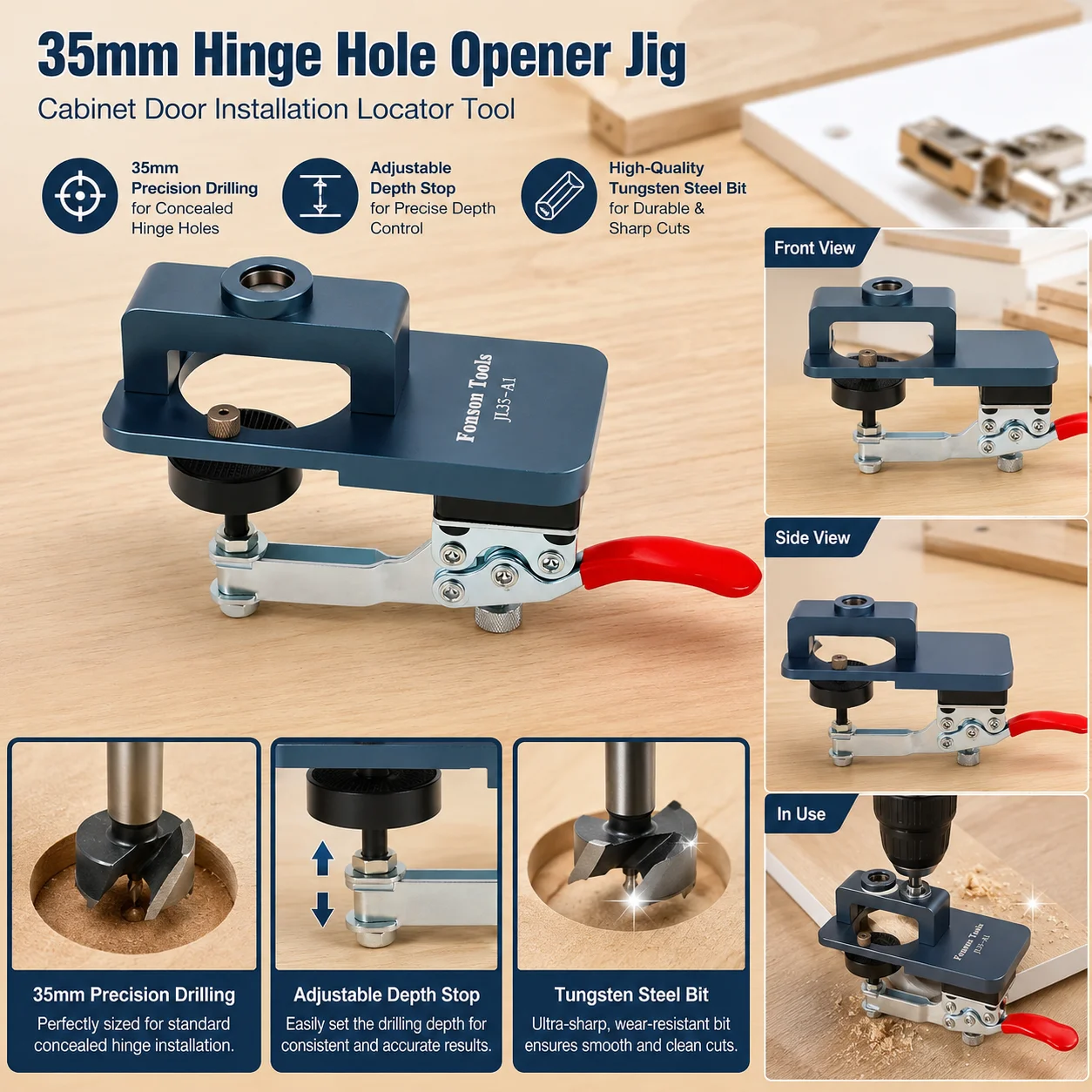 35mm Woodworking Drill Guide Adjustable Depth Stop Tungsten Steel Drill Bit for Invisible Hinge Slotting DIY Furniture
35mm Woodworking Drill Guide Adjustable Depth Stop Tungsten Steel Drill Bit for Invisible Hinge Slotting DIY Furniture