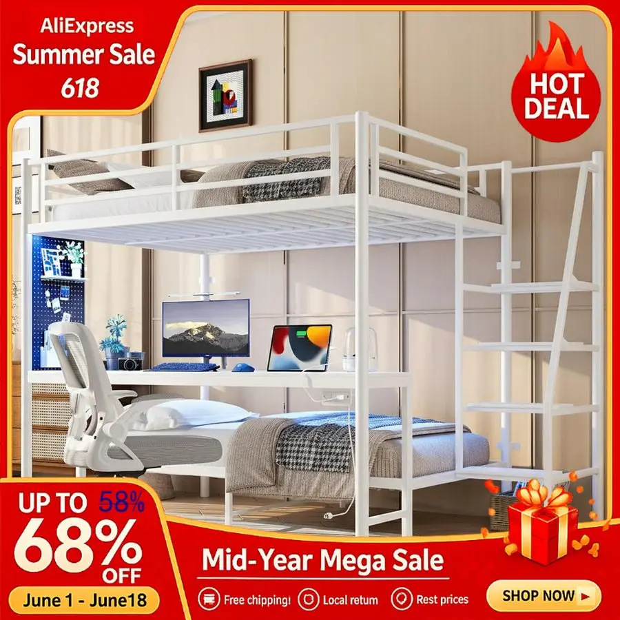 Full Over Twin Bunk Bed with Desk LED and Charging Station, Metal Bunk Beds Full Over Twin with Pegboard, Safety Guardr, Custom
Full Over Twin Bunk Bed with Desk LED and Charging Station, Metal Bunk Beds Full Over Twin with Pegboard, Safety Guardr, Custom