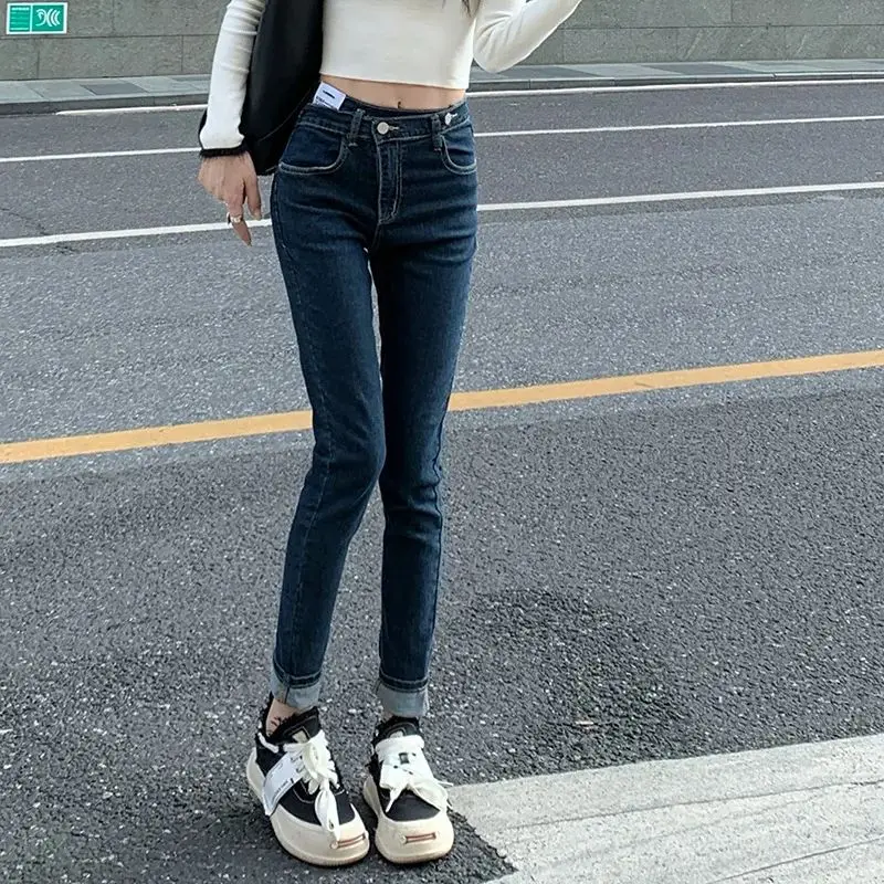 Hsa Autumn and Winter Misplaced High Waist Jeans Women's Elastic Slim Fit Slim Feet Pencil Pants Blue Skinny Trousers
Hsa Autumn and Winter Misplaced High Waist Jeans Women's Elastic Slim Fit Slim Feet Pencil Pants Blue Skinny Trousers