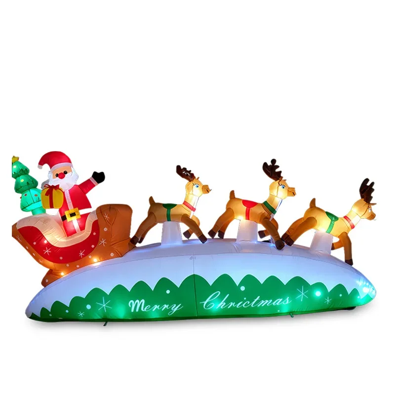 3 meters Christmas inflatable outdoor three reindeer sleigh carrying Santa Claus gift box air mold courtyard decoration
3 meters Christmas inflatable outdoor three reindeer sleigh carrying Santa Claus gift box air mold courtyard decoration