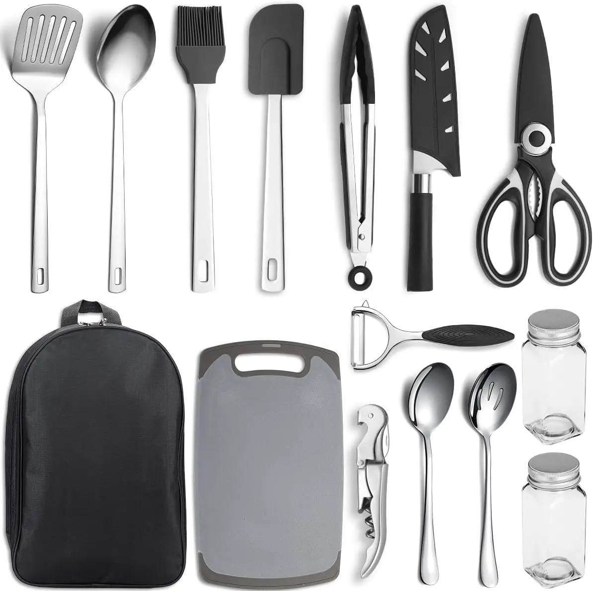 15-Piece Camping Cooking Set, Portable Kitchen Utensils for Backpacking & BBQ
15-Piece Camping Cooking Set, Portable Kitchen Utensils for Backpacking & BBQ