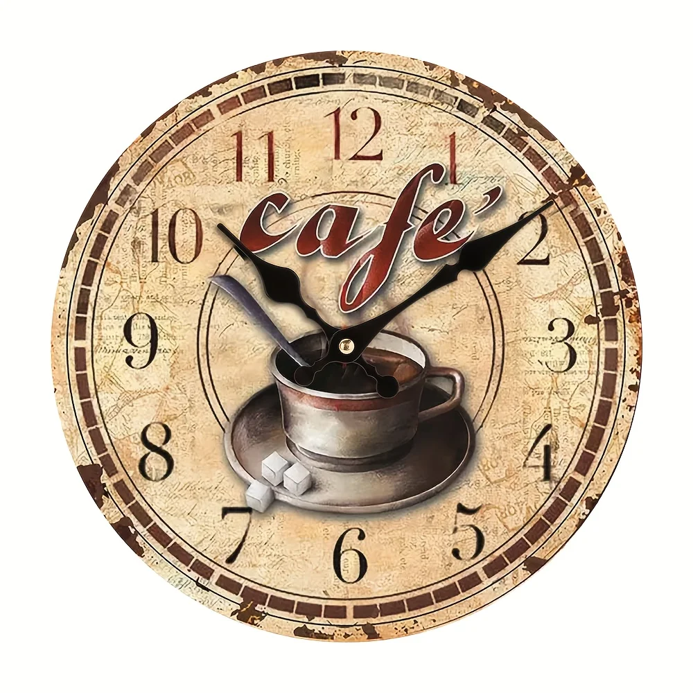 Retro Cafe Wall Clock - Quiet Non-Ticking Wooden Fiberboard Clock for Kitchen, Shop, Bar Decor, Battery Operated
Retro Cafe Wall Clock - Quiet Non-Ticking Wooden Fiberboard Clock for Kitchen, Shop, Bar Decor, Battery Operated