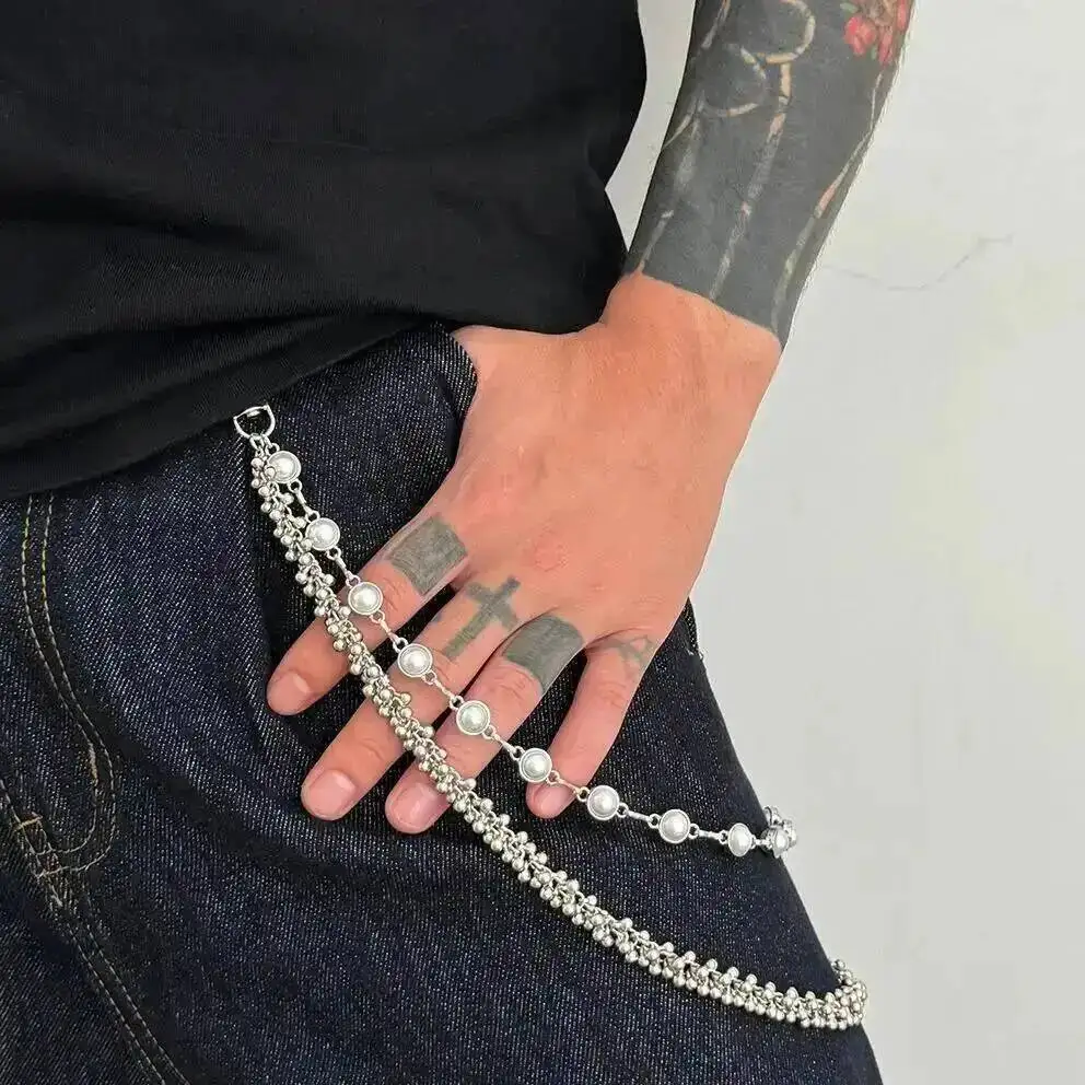 Lacteo Trend Creative Doublelayer Imitation Pearl Jeans Pants Chain for Men HipHop Gothic Silver Color Trouser Steampunk Jewelry
Lacteo Trend Creative Doublelayer Imitation Pearl Jeans Pants Chain for Men HipHop Gothic Silver Color Trouser Steampunk Jewelry