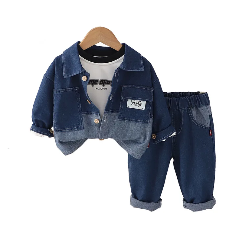 Kids Tracksuit Sets 2024 Korean Fashion Pocket Single Breasted Denim Jackets + T-shirts + Pants Outfits for Boys' Autumn Clothes
Kids Tracksuit Sets 2024 Korean Fashion Pocket Single Breasted Denim Jackets + T-shirts + Pants Outfits for Boys' Autumn Clothes