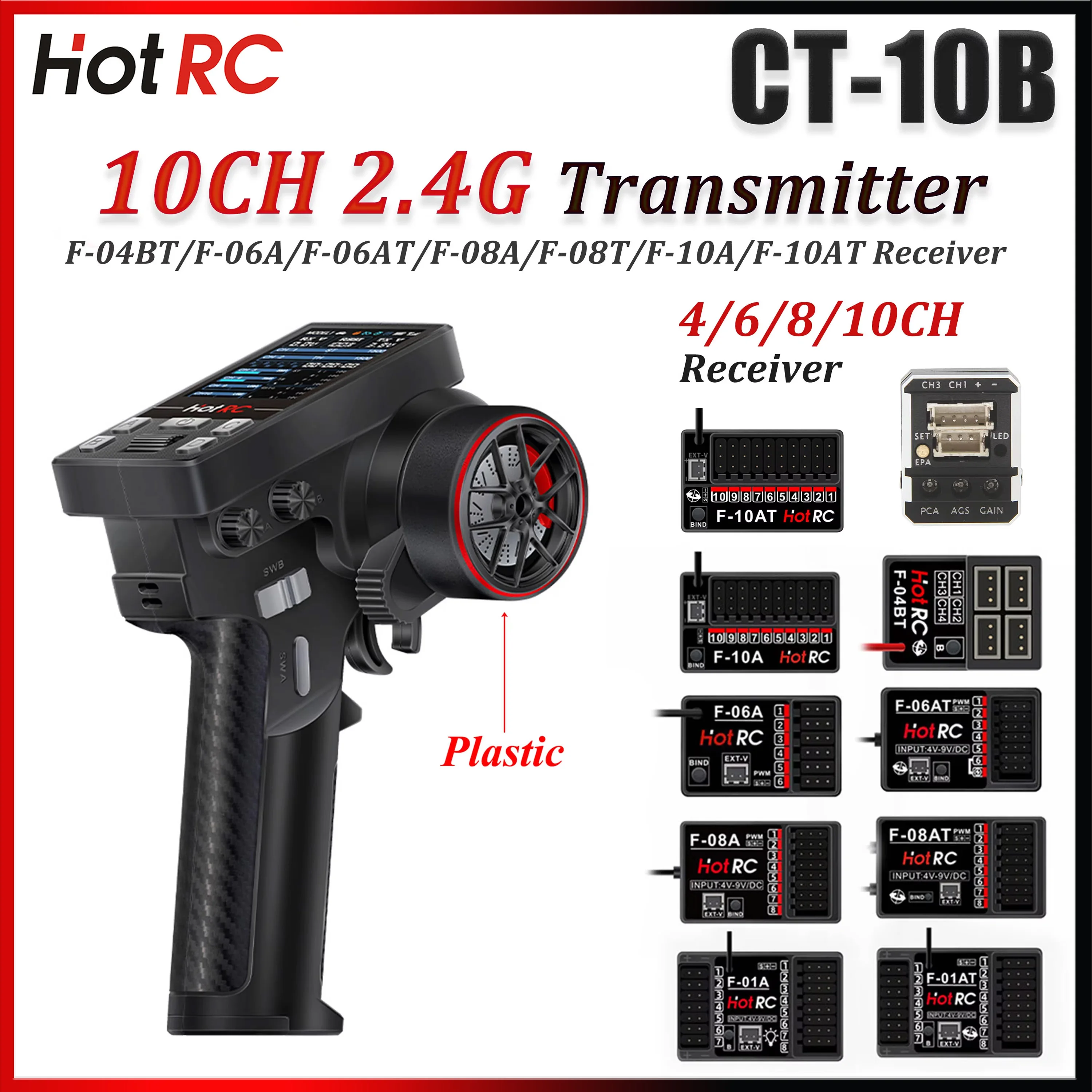 HotRC CT-10B 2.4GHz 10CH Transmitter Color Screen CT10B Remote Control F-06AT F-08AT F-10AT Gyro Receiver for RC Car Boat Plane
HotRC CT-10B 2.4GHz 10CH Transmitter Color Screen CT10B Remote Control F-06AT F-08AT F-10AT Gyro Receiver for RC Car Boat Plane