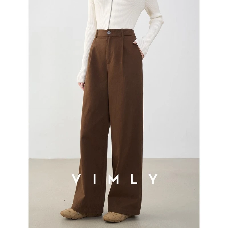 VIMLY Women's Wide Pants Pure Cotton Vintage Jeans Autumn 2025 Casual Brown Loose Woman Trousers Button Pocket Lady Pants A2186
VIMLY Women's Wide Pants Pure Cotton Vintage Jeans Autumn 2025 Casual Brown Loose Woman Trousers Button Pocket Lady Pants A2186
