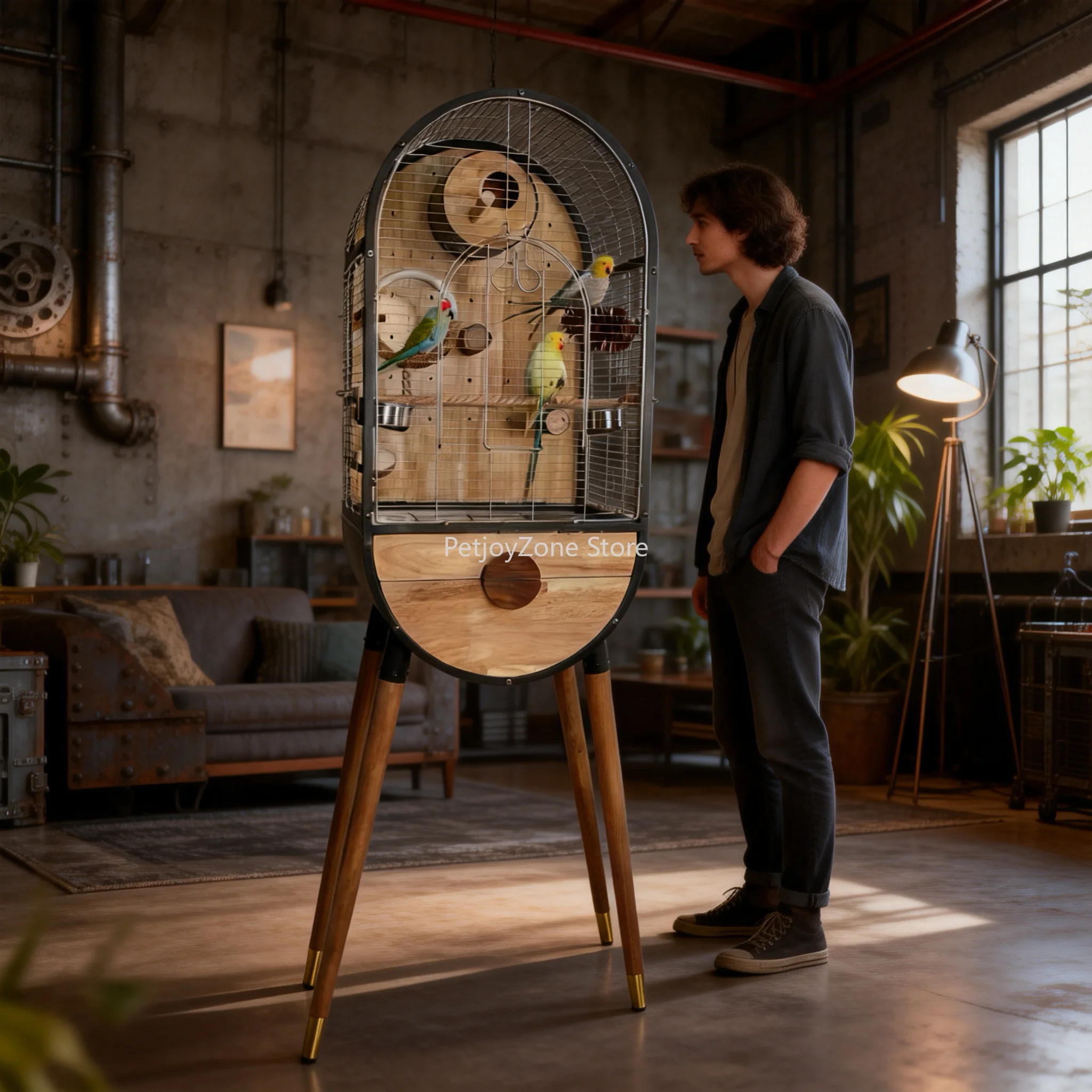 Wholesale Large Iron Wood Bird Cage Indoor Aviary For Parrots Modern Luxury Architectural Cage Easy Assembly For Pet Store
Wholesale Large Iron Wood Bird Cage Indoor Aviary For Parrots Modern Luxury Architectural Cage Easy Assembly For Pet Store