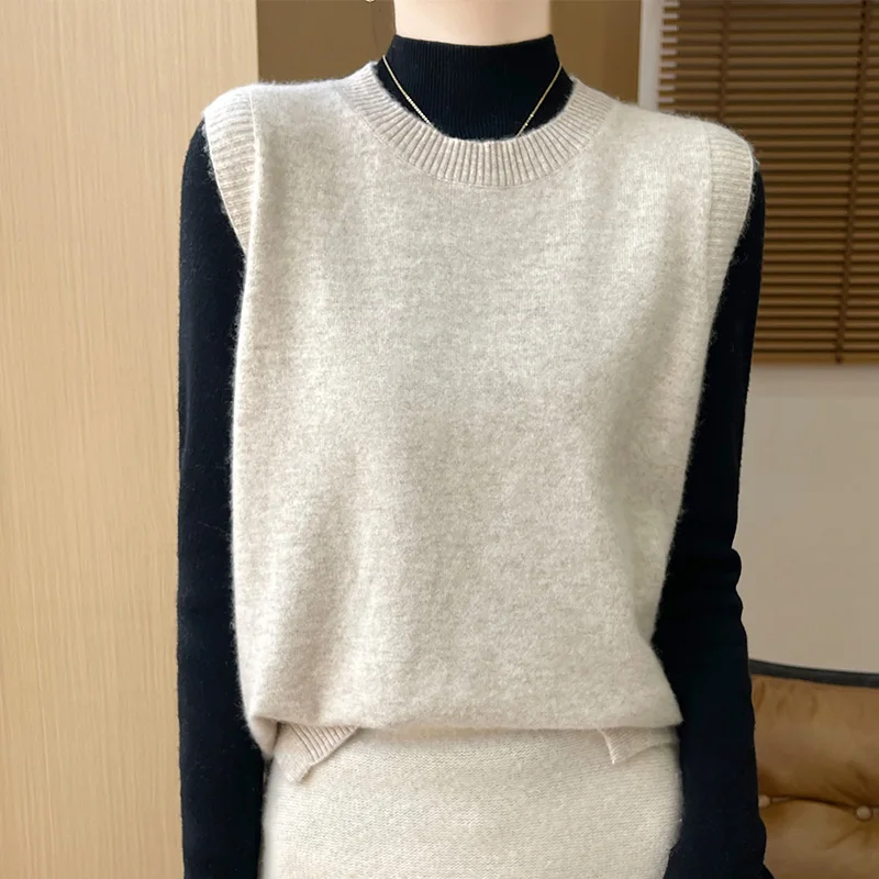 100% Merino Wool Round Neck Sleeveless Vest Women's Knitted Cashmere Sweater Loose Top Pullover Vest Versatile Jacket YYY2485
100% Merino Wool Round Neck Sleeveless Vest Women's Knitted Cashmere Sweater Loose Top Pullover Vest Versatile Jacket YYY2485
