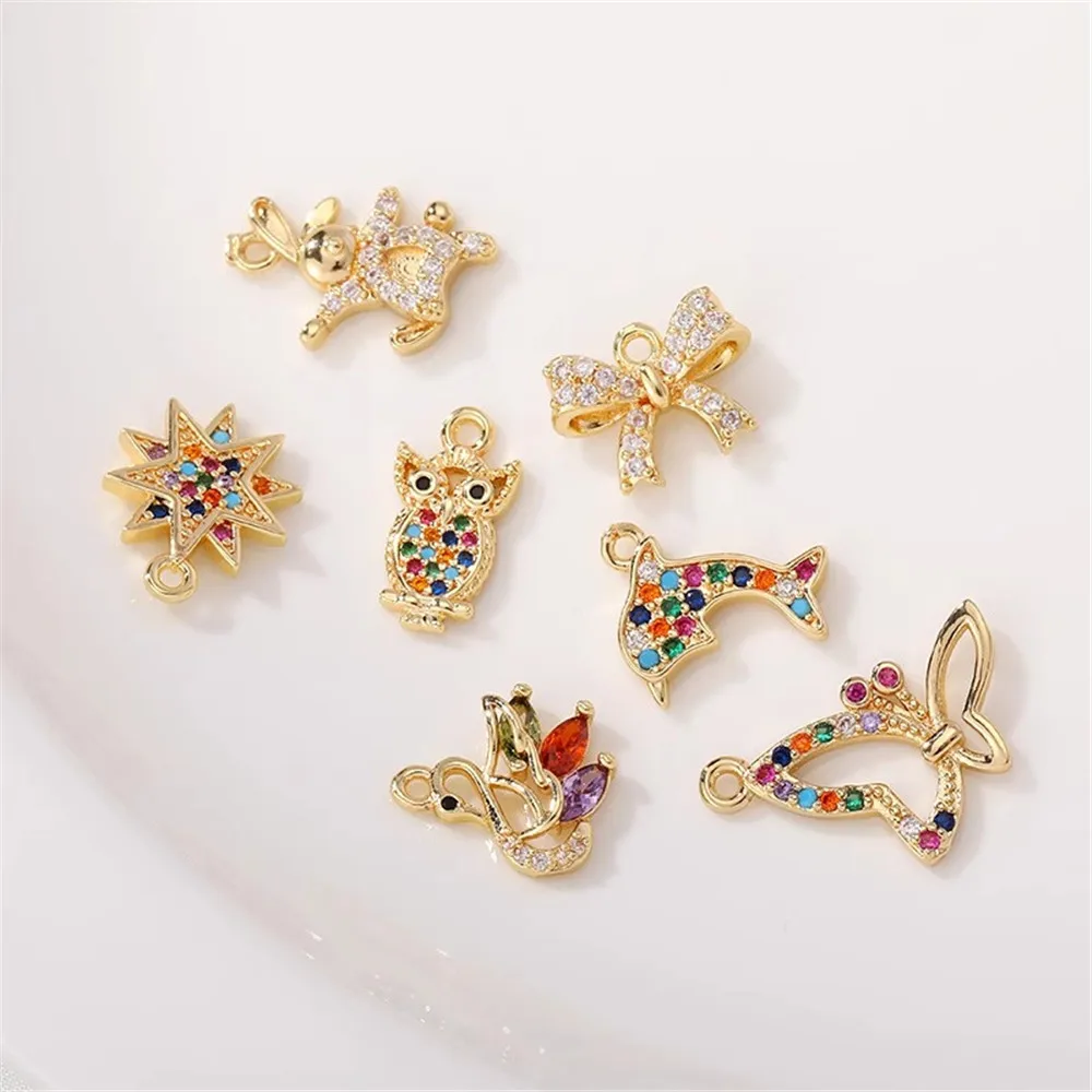 14K Gold-Color Colored Zircon Star Butterfly Pendant Small Pendant DIY Handmade Bracelet Necklace Earrings Material Accessories
14K Gold-Color Colored Zircon Star Butterfly Pendant Small Pendant DIY Handmade Bracelet Necklace Earrings Material Accessories