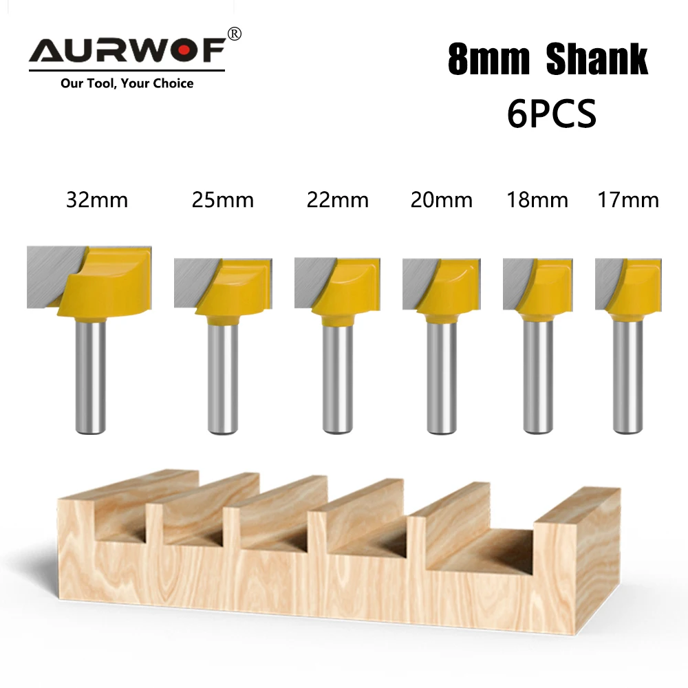 AURWOF 6pcs 8mm shank bottom milling cutter slotting cutter engraving machine bottom cleaning router bit set for woodworking
AURWOF 6pcs 8mm shank bottom milling cutter slotting cutter engraving machine bottom cleaning router bit set for woodworking
