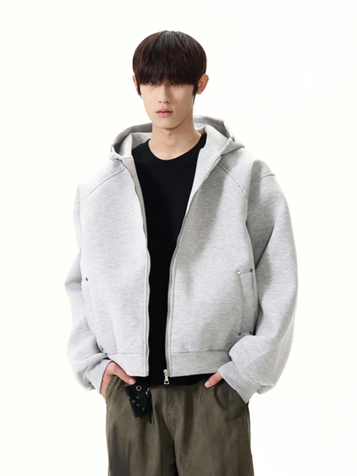 Cleanfit Grey Short Boxy Hoodie Men's Heavyweight Rigorous Zipper Open Cardigan Jacket Trendy Workwear Casual Youth Popular
Cleanfit Grey Short Boxy Hoodie Men's Heavyweight Rigorous Zipper Open Cardigan Jacket Trendy Workwear Casual Youth Popular