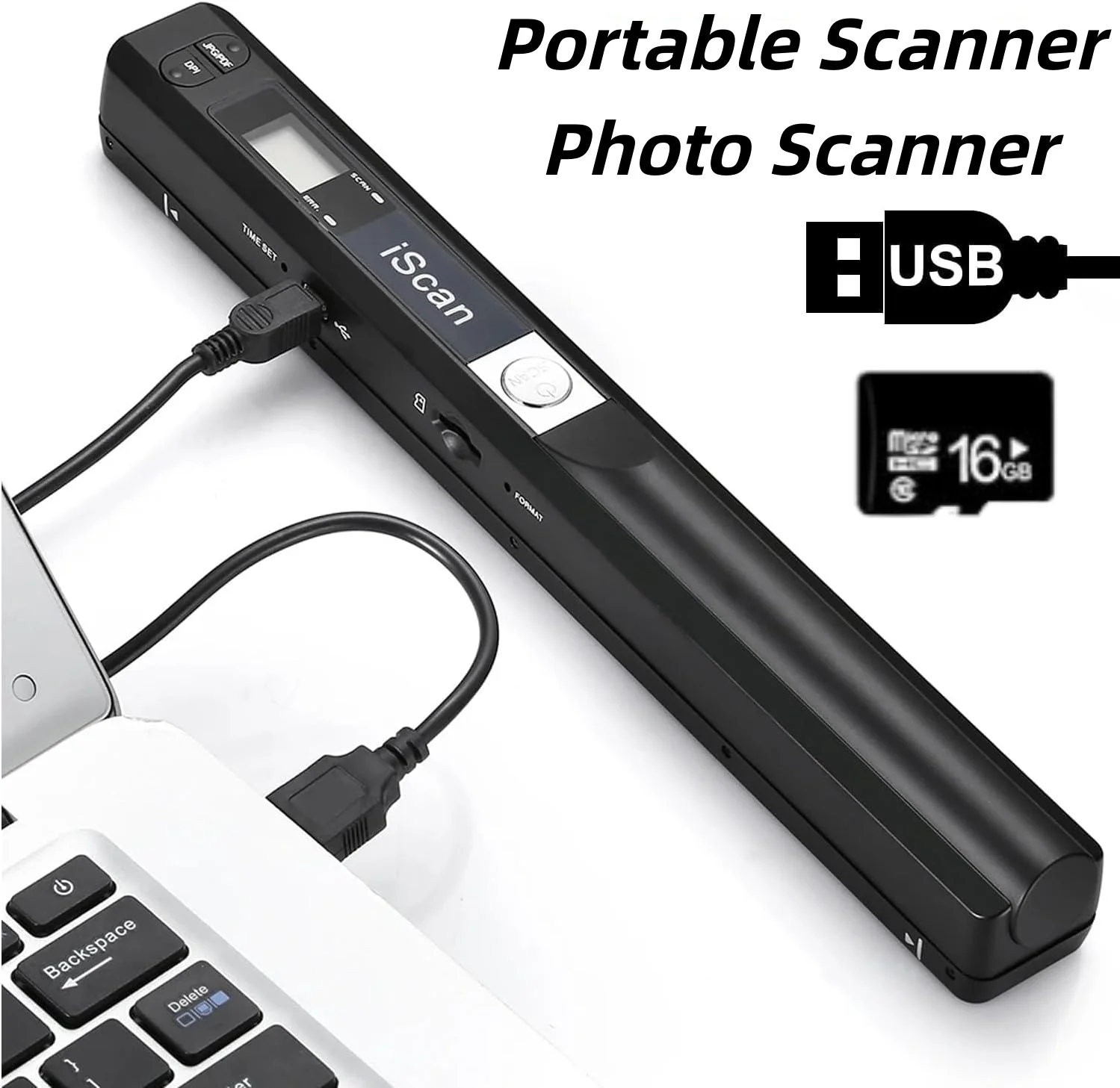 Portable Document Scanner with 16GB SD Card | 900DPI Handheld Scanner
Portable Document Scanner with 16GB SD Card | 900DPI Handheld Scanner