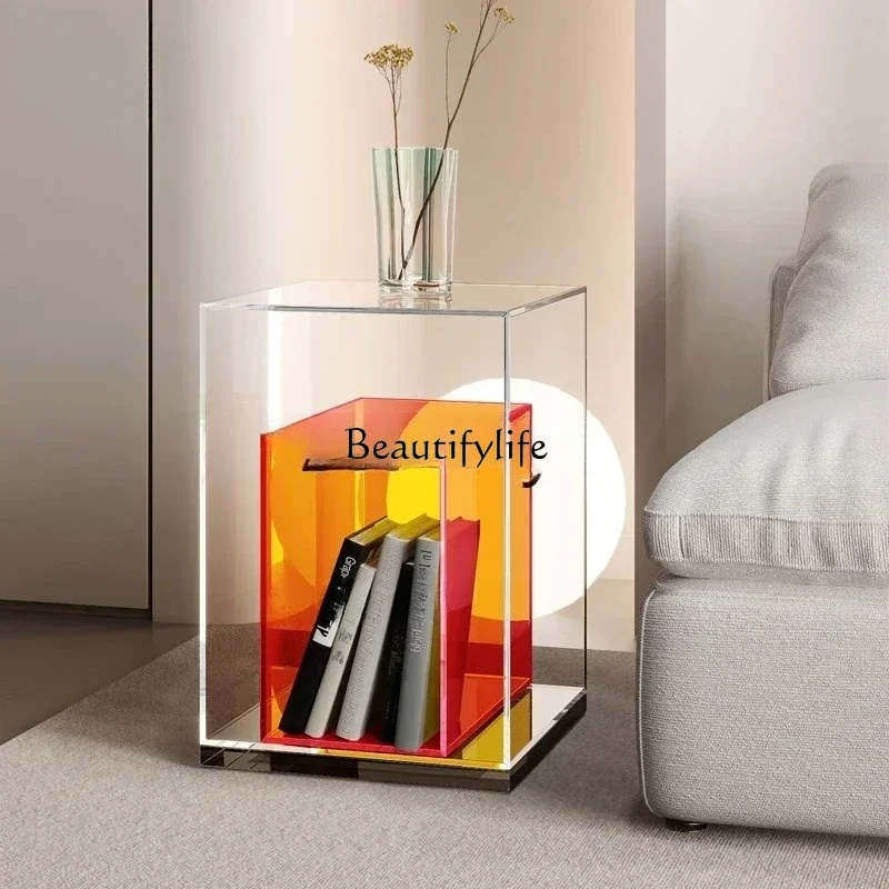 Acrylic Italian light luxury high-end bedside table modern simple creative storage cabinet small side table 
Acrylic Italian light luxury high-end bedside table modern simple creative storage cabinet small side table