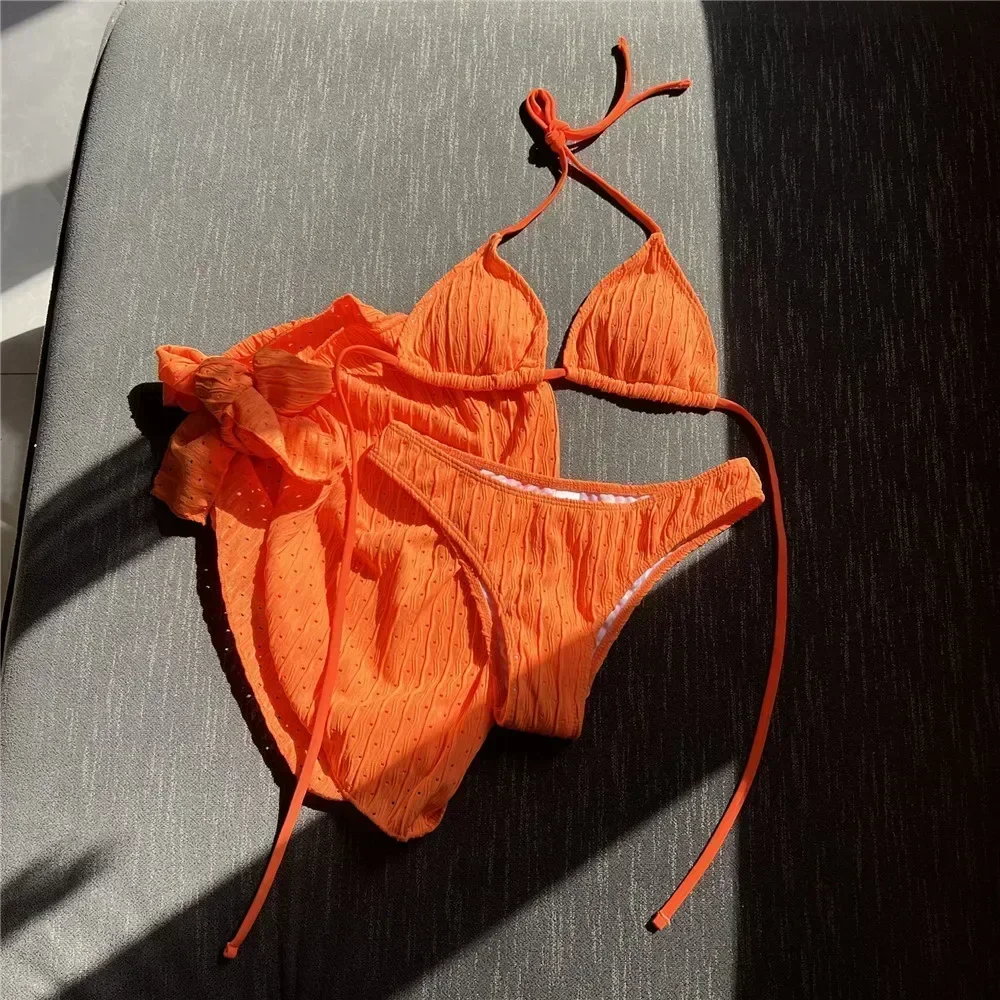 Three Piece Bikinis Sets 2025 Orange String Halter Swimwear with Cover Up Sexy Swimsuit Women Beachwear Bathing Suit Mini Bikini
Three Piece Bikinis Sets 2025 Orange String Halter Swimwear with Cover Up Sexy Swimsuit Women Beachwear Bathing Suit Mini Bikini
