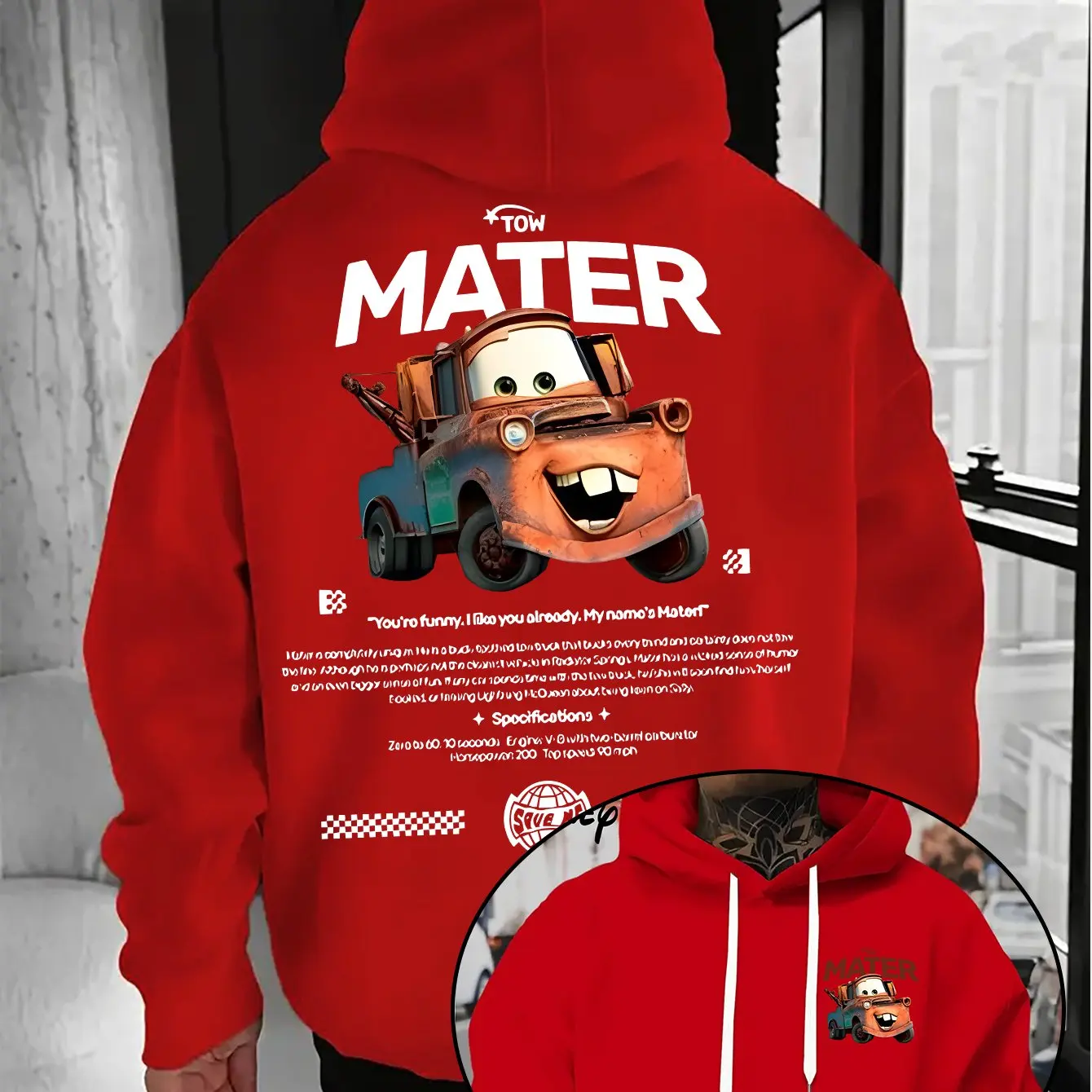 Men's Disney Cars Mater Hoodies Fashion Oversized Streetwear Unisex Sweatshirts Autumn and Winter Fleece Casual Versatile
Men's Disney Cars Mater Hoodies Fashion Oversized Streetwear Unisex Sweatshirts Autumn and Winter Fleece Casual Versatile