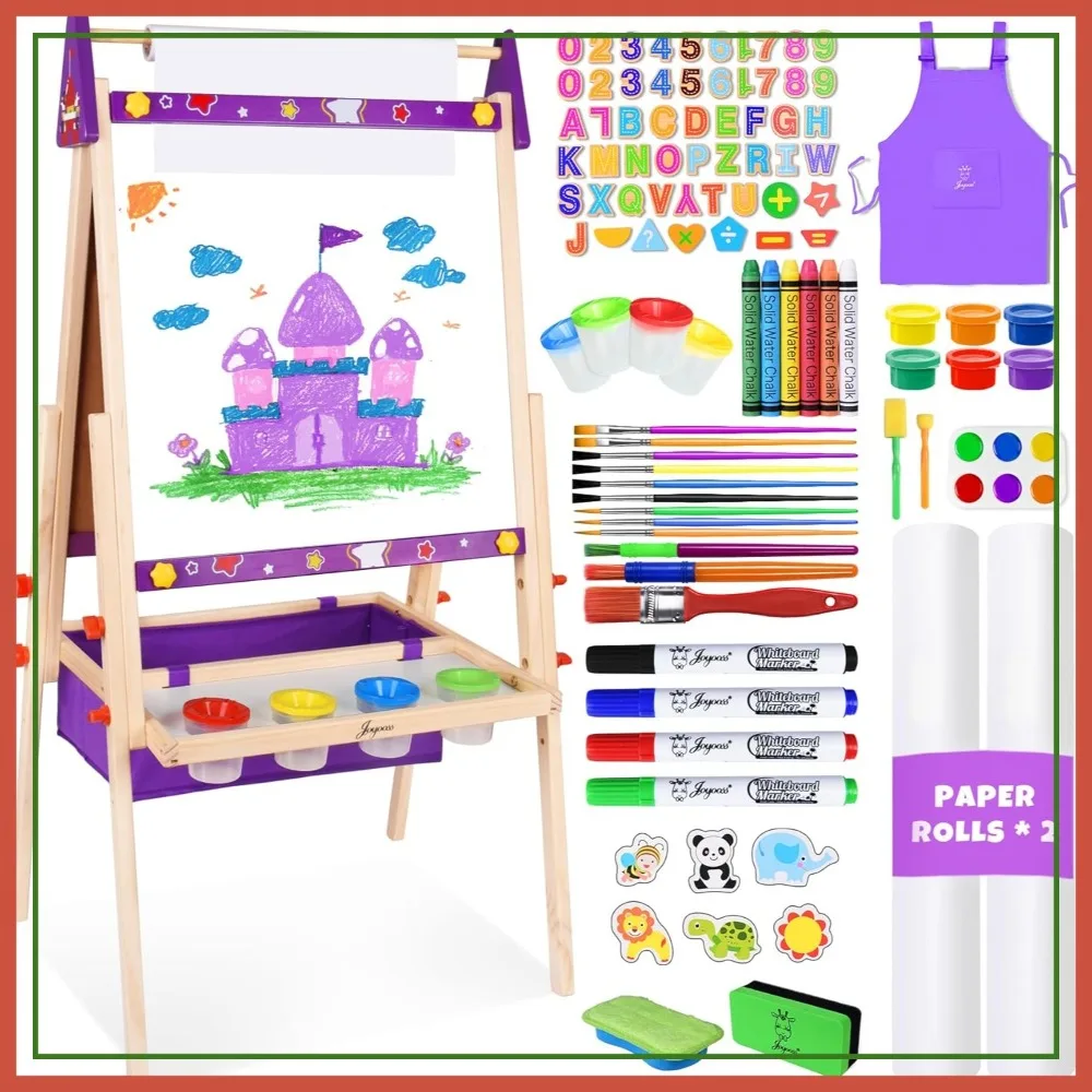 Adjustable Wooden Art Easel for Kids, Standing Toddler Easel with Whiteboard & Chalkboard, Dry Erase Board for Ages 2-12
Adjustable Wooden Art Easel for Kids, Standing Toddler Easel with Whiteboard & Chalkboard, Dry Erase Board for Ages 2-12