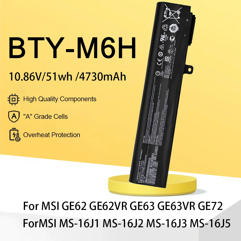 BTY-M6H Laptop's BatteryFor MSI GE62 GE72 GP62 GP72 GL62 GL72 GP62VR GP72VR PE60 PE70 MS-16J2 MS-16J3 MS-16J9 MS-1792 MS-179
BTY-M6H Laptop's BatteryFor MSI GE62 GE72 GP62 GP72 GL62 GL72 GP62VR GP72VR PE60 PE70 MS-16J2 MS-16J3 MS-16J9 MS-1792 MS-179