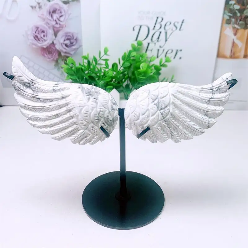 Natural Howlite Angel Wing Carving Crafts Healing Gemstone Stone Gifts Home Ornament Decoration 1pair
Natural Howlite Angel Wing Carving Crafts Healing Gemstone Stone Gifts Home Ornament Decoration 1pair