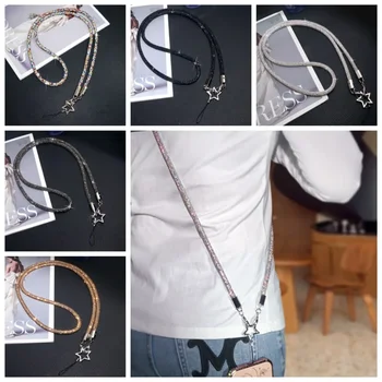 Short /Long Style Glitter Rhinestone Phone Lanyard Luxury Star Mobile Phone Chain Anti Loss Bling Bling Mobile Phone Strap