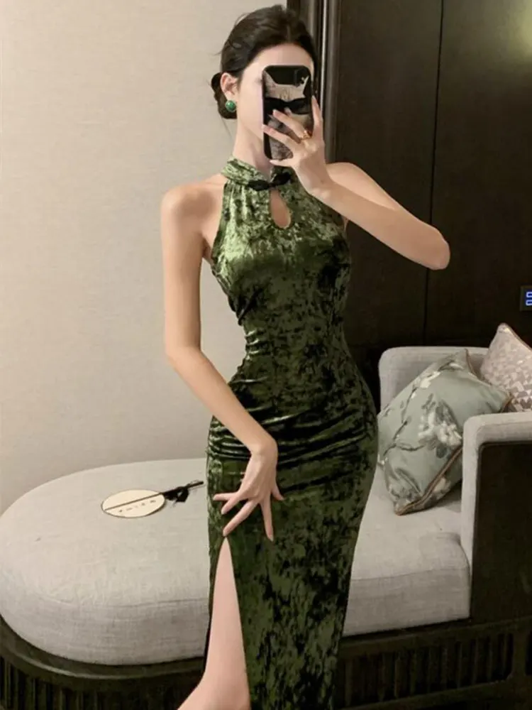 Sexy New Chinese Style Velvet Dress Elegant Ladylike Split Waist Cinched City Commute Date Tour Daily H-Line Single Piece
Sexy New Chinese Style Velvet Dress Elegant Ladylike Split Waist Cinched City Commute Date Tour Daily H-Line Single Piece