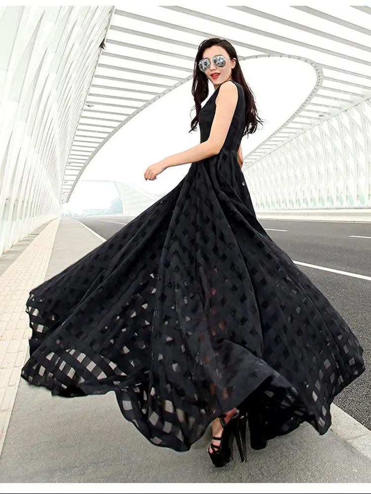 2025Spring Summer Extra Long Sleeveless Organza Slim Fit Elegant Swing Dress Vacation Beach Maxi Dress
2025Spring Summer Extra Long Sleeveless Organza Slim Fit Elegant Swing Dress Vacation Beach Maxi Dress