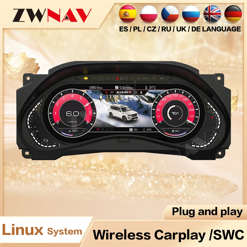 ZWNAV приборная панель автомобиля цифровой спидометр для Nissan Armada Patrol Y62 QX80 QX56 2010-2024 Plug and Play
ZWNAV приборная панель автомобиля цифровой спидометр для Nissan Armada Patrol Y62 QX80 QX56 2010-2024 Plug and Play