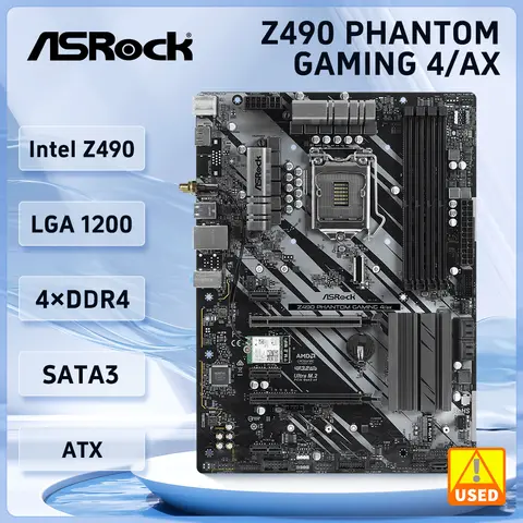 ASRock Z490 Phantom Gaming 4/ax Motherboard LGA 1200 intel Z490 support 10105 10700 10100 10320 G6400 10305 cpu DDR4 128GB ATX
