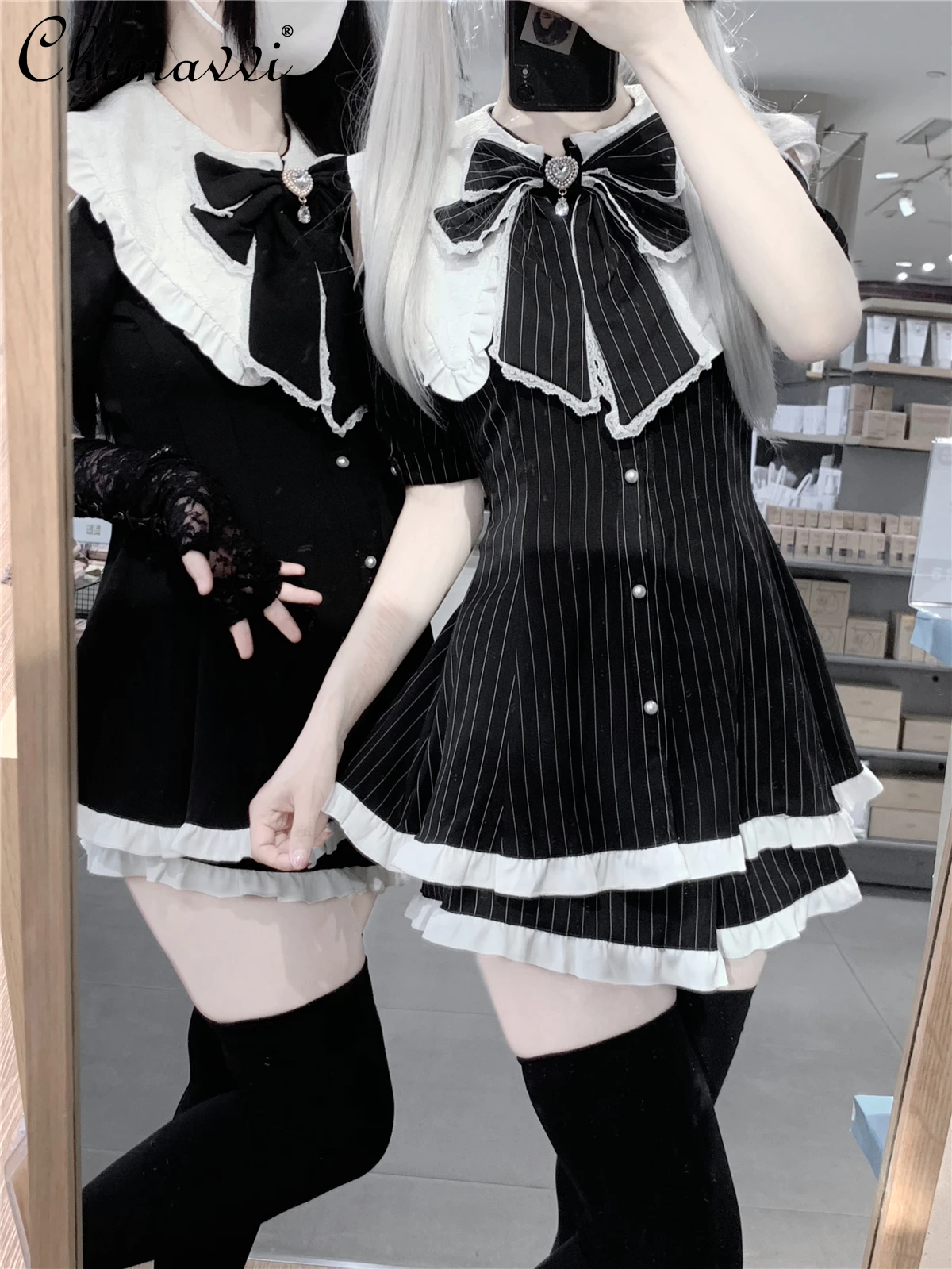 New Japanese Mine Mass-Produced Girl Women's Big Bow Short Sleeve Slim Dress and Shorts Set 2 Piece Sets Women Lolita Outfits
New Japanese Mine Mass-Produced Girl Women's Big Bow Short Sleeve Slim Dress and Shorts Set 2 Piece Sets Women Lolita Outfits