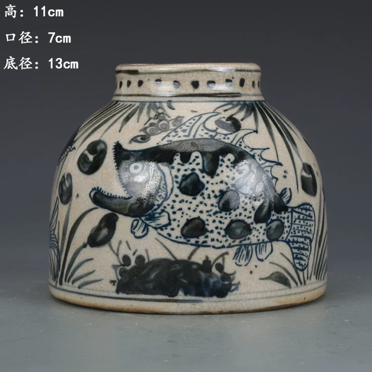 Ming Dynasty blue and white fish and algae horseshoe water container, antique porcelain, antique ,Free Shipping
Ming Dynasty blue and white fish and algae horseshoe water container, antique porcelain, antique ,Free Shipping