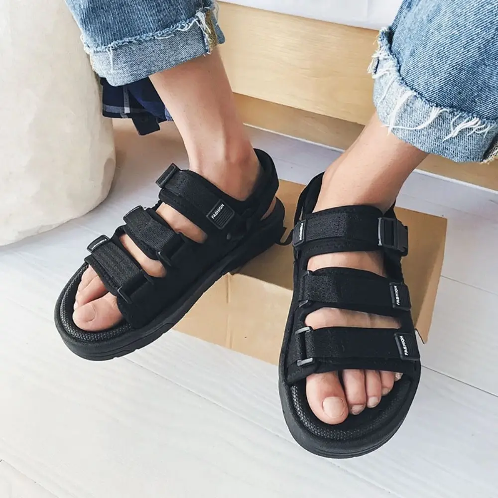Casual Flats Men's Sandals Black Nylon Strap Summer Sandals Students Soft-soled Beach Shoes Boys
Casual Flats Men's Sandals Black Nylon Strap Summer Sandals Students Soft-soled Beach Shoes Boys