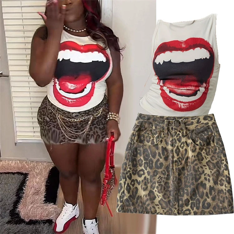 Summer Casual 2 Piece Set For Women 2024 Big Mouth Tank Top+Mini Leopard Skirt Set
Summer Casual 2 Piece Set For Women 2024 Big Mouth Tank Top+Mini Leopard Skirt Set