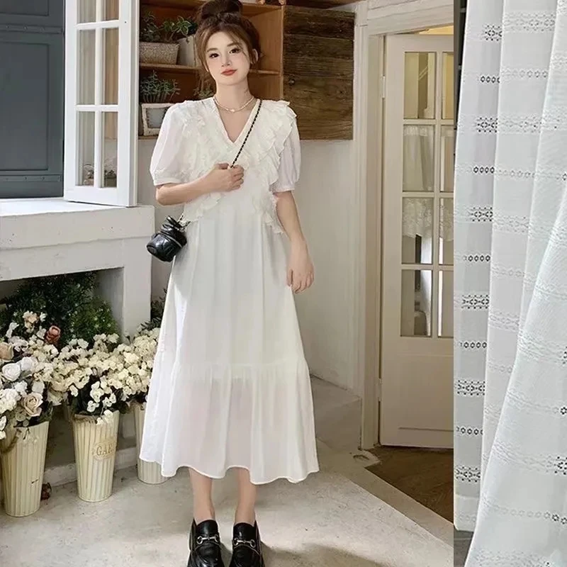 Sweet Style 2024 Summer New Women's Dress Puffsleeve Ruffles Shirring V-neck Solid High Waist Dresses
Sweet Style 2024 Summer New Women's Dress Puffsleeve Ruffles Shirring V-neck Solid High Waist Dresses