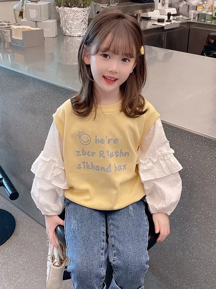 Top Girls' hoodie autumn outfit new style fashionable ruffled edge long sleeved spring and autumn children's fake two-piece top
Top Girls' hoodie autumn outfit new style fashionable ruffled edge long sleeved spring and autumn children's fake two-piece top